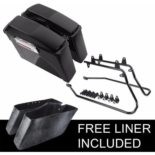 Motorcycle Vivid Hard Saddlebags Speaker Lid+Conversion Brackets For Harley Softail Model 1986-2013