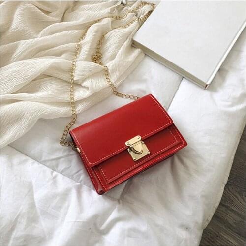 Women Messenger Bag PU Leather Chain Satchels Soild Color Cell Phone Pockets Female Small Handbag Fashion Popular