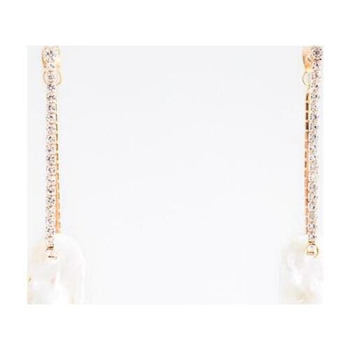 ZA Earring 2020 Fashion Baroque Irregular White Pearl Drop Earring For Women Trendy Rhinestone Chain Dangle Earring Jewelry Gift