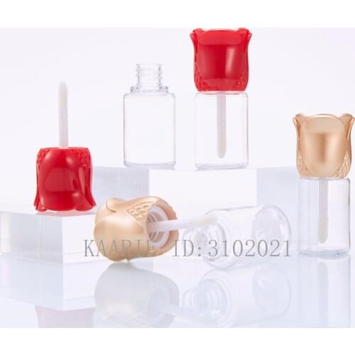 10-100pcs 15ml Empty Lip Gloss Tubes Transparent Lip Balm Bottle Lipgloss Tube Containers Rose Flower Shaped Cap Lipgloss Bottle