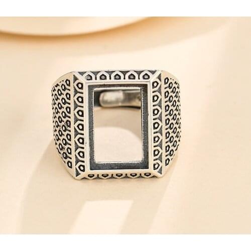 10*15mm 925 STERLING SILVER Semi Mount Bases Blanks base blank Pad men ring Setting jewelry findings (without stone) A5407