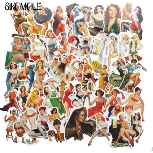 50pcs Retro PVC Waterproof Sexy Beauty Girls Stickers For Laptop Motorcycle Skateboard Luggage Decal Office Toy For Gift F5