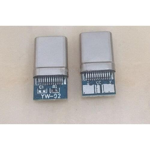 10pcs Type-C connectors for laptop Charger with PCB board 3pin weldin points slightly larger to support thick wires