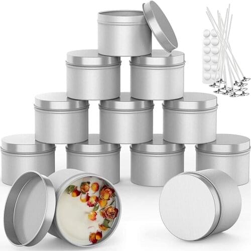 12 Pcs Candle Tin with Wick Glue Dot, 6 Oz Candle Containers for DIY Candle Making, Metal Storage Case CNIM Hot