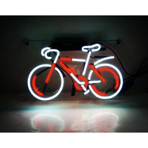 14"x7" Bike Bicycle Open Acrylic Custom Neon Light Lamp Sign Beer Bar Handmade Real Glass Decorate Home Wall Room Decor Club F