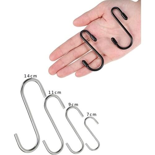 2pcs Stainless Steel S-shape Hook Kitchen Bedroom Multi-function Railing S Hanger Hook Clasp Holder Hooks Hanging Storage Tools