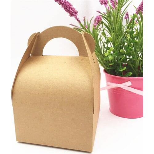 30Pcs/Lot Portable Box Plain DIY Kraft Paper Box For Chocolate Cake Wedding Candy Carrying Cases Favors Gift Package Boxes Cases
