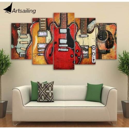 5 Piece Canvas Painting Home Decoration accessories guitar music Decorative Print painting Wall Art Pictures For Living Room