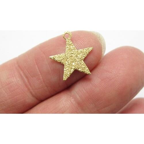Brass star charm Earrings dangle charm 13.8x12.8x0.6mm bling raw brass necklace findings -50pcs R1181