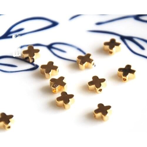 Wholesale 6 pcs/lot gold plated cross spacer loose beads jewelry making DIY for women