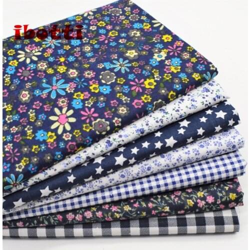 7pcs/lot 50x50cm New arrive Black Floral Dot 100% Cotton Fabric Sewing Tilda Doll Cloth DIY Quilting Patchwork Tissue Textile