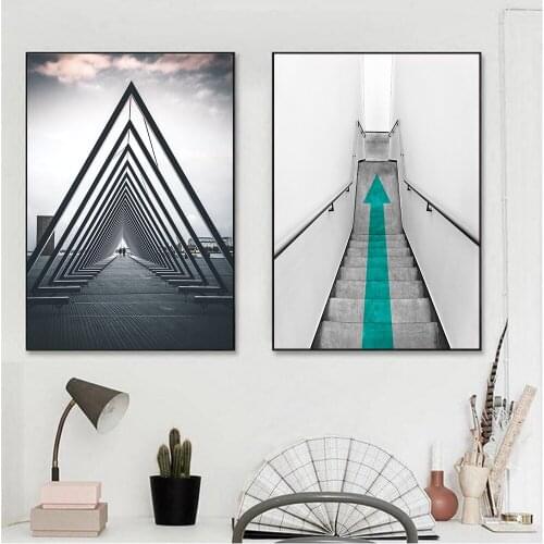 Abstract Building Stair Canvas Painting Fashion Retro Poster Print For Living Room Aisle Entrance Unique Decoration Cuadros