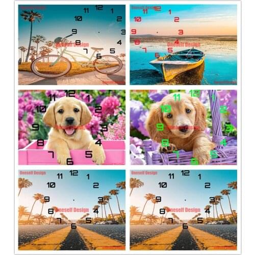 Dog diamond painting cross stitch with clock 3d diamond mosaic sale clock 5d diamond mosaic sale diamond embroidery diy frame