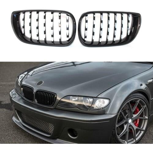 1 Pair Diamond Grills Car Front Kidney Grille For BMW 3 Series E46 4-Door 318i 320i 325i 2002-2005 Replacement Parts Car Styling