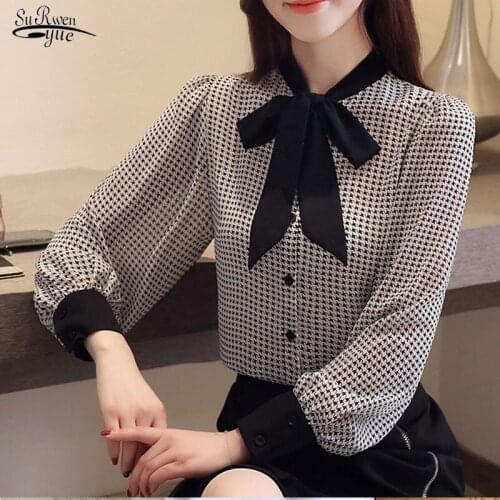 Blusas Mujer De Moda 2021 Casual Womens Tops and Blouses Bow Collar Office Shirts Chiffon Shirt Long Sleeve Blouse Women 2413