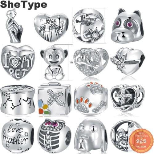 Infinity New Arrival 3D Heart Shape Animal Beads Gift for Women & Man Jewelry Making Charm 925 Solid Sterling Silver