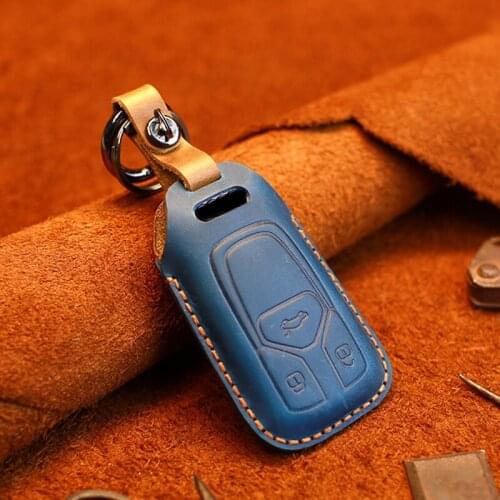 Genuine Leather Car Key Case Cover fob for Audi A1 A3 A4 A5 Q7 A6 C5 C6 A4 A6 A3 Q5 Q3 Q7 Q8 A7 A8 car styling accessories