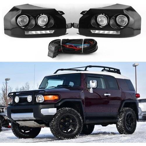 Black LED DRL Daytime Running Light Fog Lamp For Toyota FJ Cruiser 2007-2014