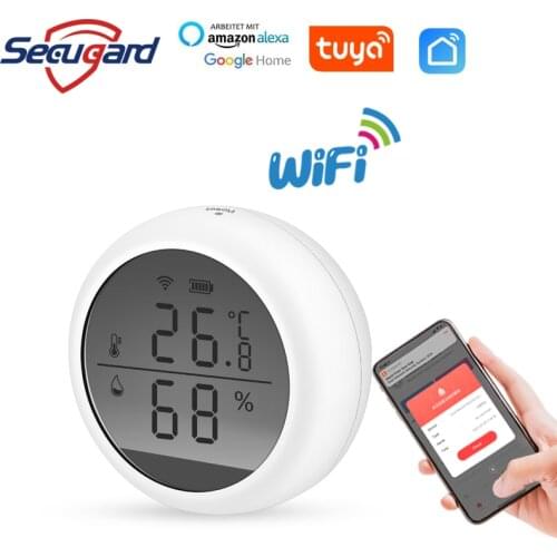 SECUGARD Tuya WIFI Temperature and Humidity Sensor Indoor Hygrometer Thermometer Detector Support Alexa Google Home Smart Life