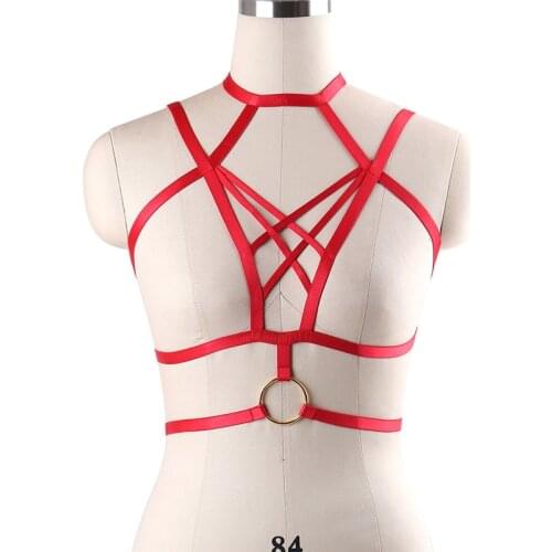 Women Body Cage Bra Harness Bondage Gothic Body Harness Lingerie Fetish Tops Cage Bra Exotic Bustier Halter Bralette