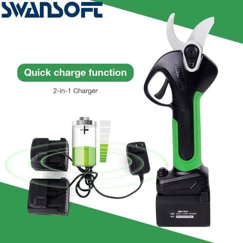 SWANSOFT 25.2V Cordless Electric Pruning Shears Secateur Branch Electric Pruner Cutter Fruit Pruning Garden Power Tool 37mm