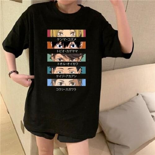 Haikyuu Funny Eyes Cartoon Tee Shirt Women Japan Anime Harajuku T Shirt Fly High Manga Graphic Volleyball Creative Streetwear