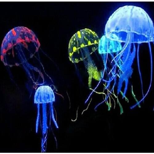 Artificial Jellyfish Glowing Artificial Vivid Jellyfish Silicone Fish Tank Decor Aquarium Decoration Aquatic Landscape Ornament