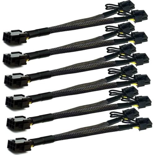 PCI-E 6 Pin to Dual PCIe 8 Pin (6+2) Image Card PCI Express Power Adapter GPU VGA Y-Splitter Extension Cable