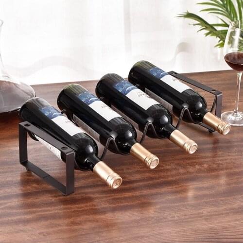 Creative 4 Bottles Wine Rack Simple Flatiron Stacked Wine Bottle Rack Iron Nordic Style Bar Kitchen Bottles Holder Storage