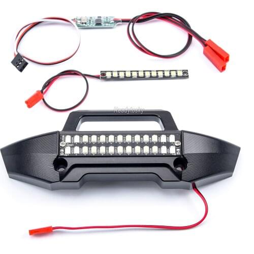 Metal Front Bumper with Led Light Bar for TRAXXAS 1/10 1:10 MAXX RC Car Upgrade Parts Accessories