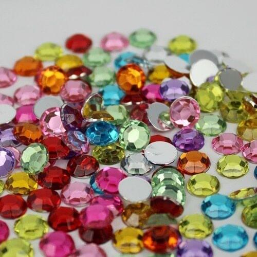 Many Colors 7mm 100pcs Acrylic Beads Flat Back Round Flat Facets Non Hotfix Glue On Rhinestones DIY Crafts Embellishments