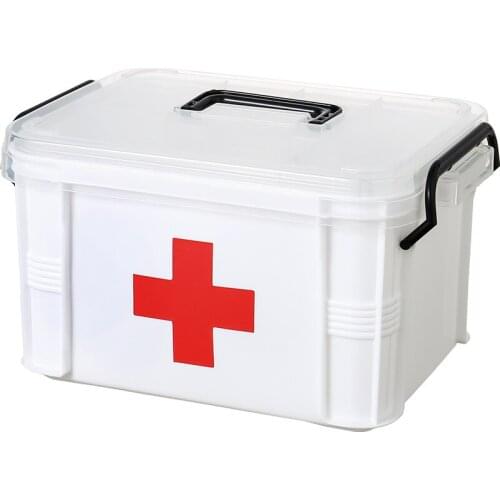 2 Layer Multifunctonal Storage Box First Aid Kit Organizer With Handle Portable Kits PP Plastic Drug For Household Medical Kit