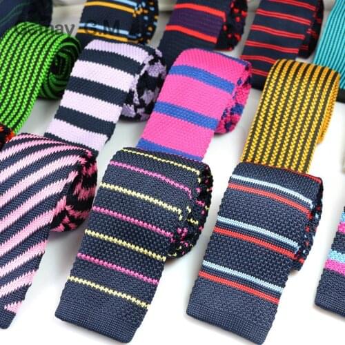 Fashion Mens Knit Ties Colorful New 6cm Narrow Width Knitted Skinny Neckties For Party Wedding Male Neckwear Tie Cravat