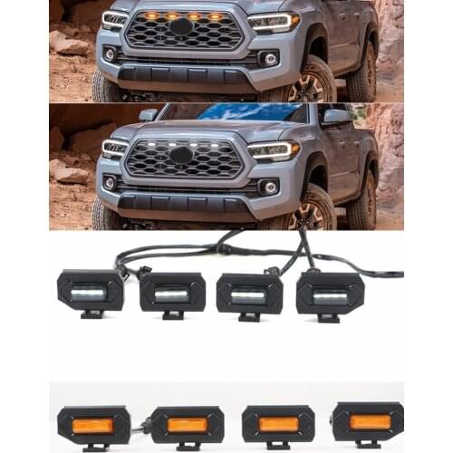 4pc Set White/amber 2020+ For Toyota Tacoma w/TRD Pro Grill ONLY Front Grille Lighting DRL