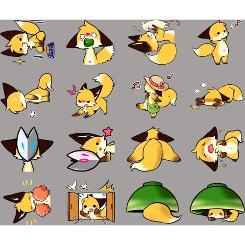 40pcs Funny Yellow Fox Photo Album Scrapbook Waterproof Decoration Sticker DIY Handmade Gift Scrapbook Sticker