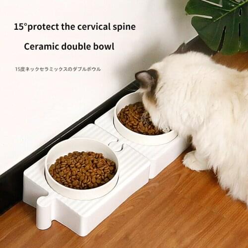 Anti-slip Bowl Double New Ceramic Pet Bowl Cat Feeder Bowls Dog Food Water Feeders Storage Food Cat Accessories