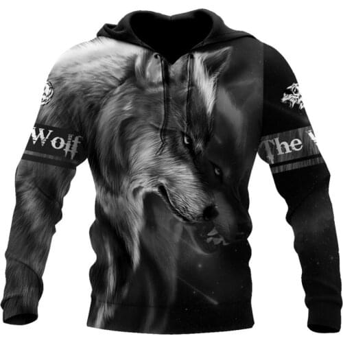 New hoodie Beautiful Tattoo Wolf 3D All Over Printed Unisex Deluxe Zipper Hoodie Casual Jacket Sweatshirt
