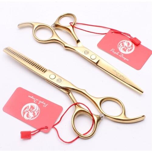 5.5" 16cm Japan Purple Dragon Gold Colour Cutting Shears Thinning Scissors Barber Shop Professional Hairdressing Scissors Z1005