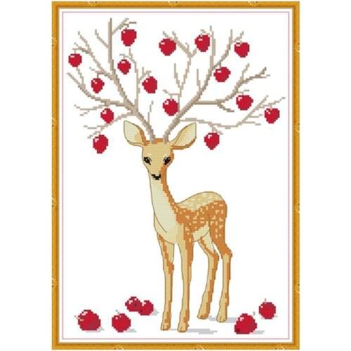 Deer Animal Counted DMC 14CT 11CT Cross-stitch Kits DIY Embroidery Needlework Set for Home Decoration Painting DA503