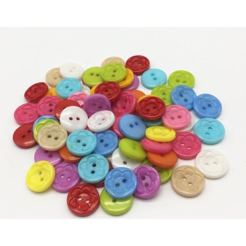 100pcs 13mm/15mm Mixed Round Flowers Buttons Sewing Accessory DIY 2 Holes Button Scrapbooking Cardmaking Embellishments