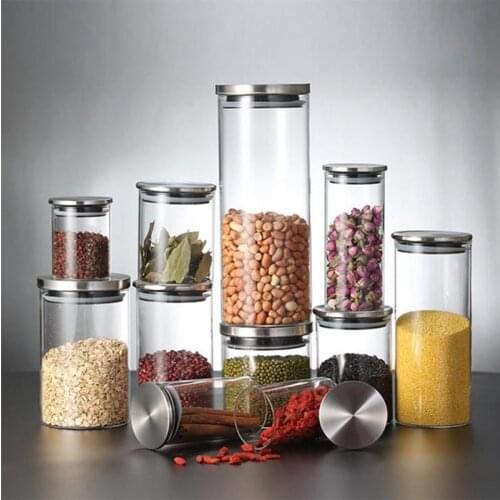 250/300/350/450ml Glass Airtight Storage Jars Kitchen Food Storage Canister Containers For Candy Cookies Sugar Flour