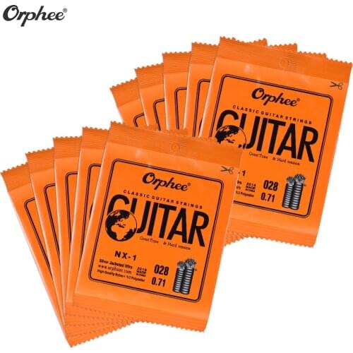 100pcs Hundred Orphee NX35 Clear Nylon Silver Plated 1st 2nd 3rd 4th 5th 6th EBGDAE Single Classical Guitar Strings