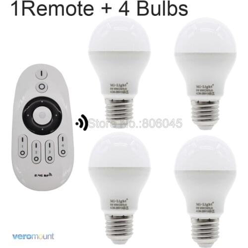 AC85-265V 2.4G E27 6W Color Temperature Adjustable Dual White(CW/WW) CCT LED Bulb FUT017 2.4G Wireless Remote WiFi Control