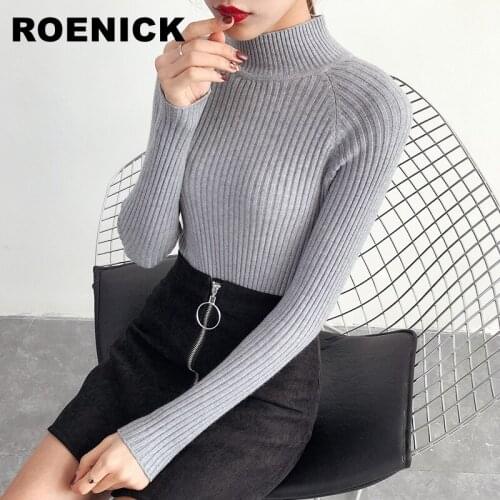 ROENICK Sweaters Pullovers Women Thicker Knitting Turtleneck Sweater Womens Pullover Solid Trendy Leisure Elegant Simple Korean
