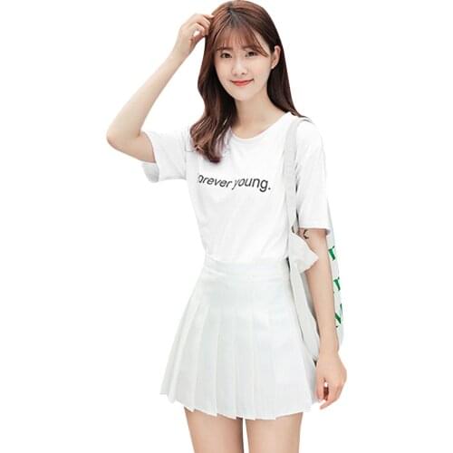 Y2K Women High Waist Pleated Skirts Girls Tennis School White/Black Mini Skirt Uniform Female Loose Casual Short Bottoms