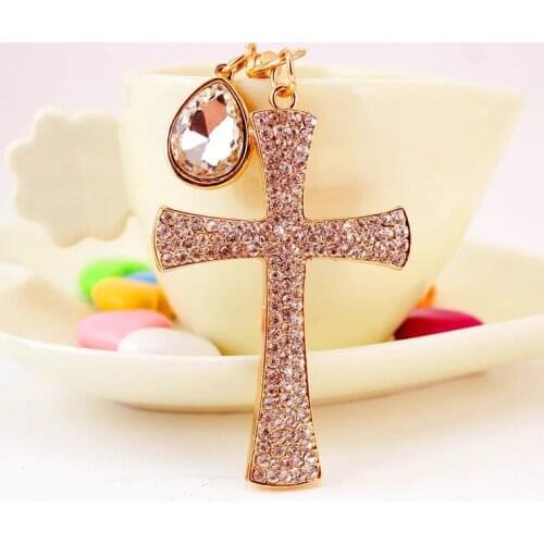 10pcs/lot rhinestone cross keychain purse hanger baby showers baptism christening favors and return gifts