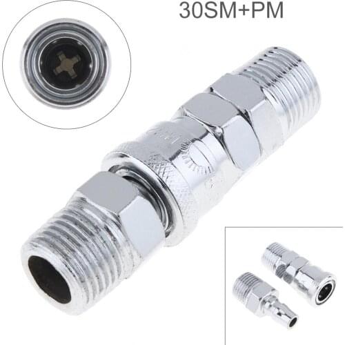 2pcs Pneumatic Fitting Quick High Pressure Connector with Dual interface and Telescopic Buckle for Air Compressor