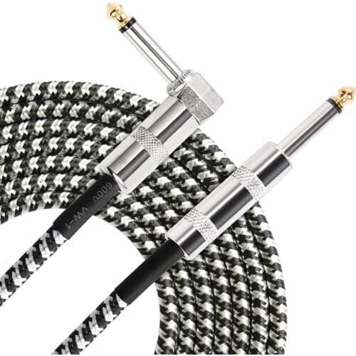 3 Meters Electric Guitar Bass Audio Cables Straight to Right 6.35mm Plug Angle TS Male 1/4 Inch Guitar Parts Accessories