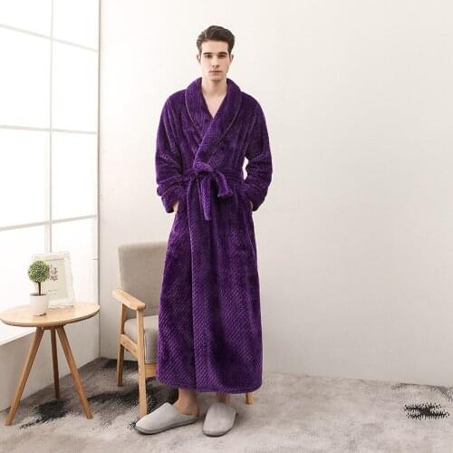 Lovers Bathrobe Men Women Long Winter thickening Kimono Bath Robe Male Dressing Gown Female Flannel Robes Plus Size 3XL