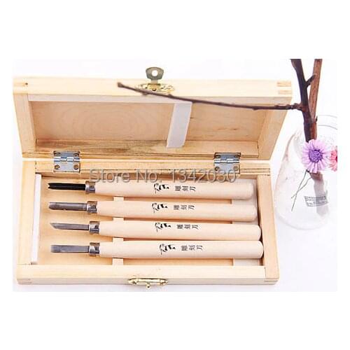 Free Shipping, 4Pcs Woodpecker Dry Hand Wood Carving Tools Chip Detail Chisel set Knives tool